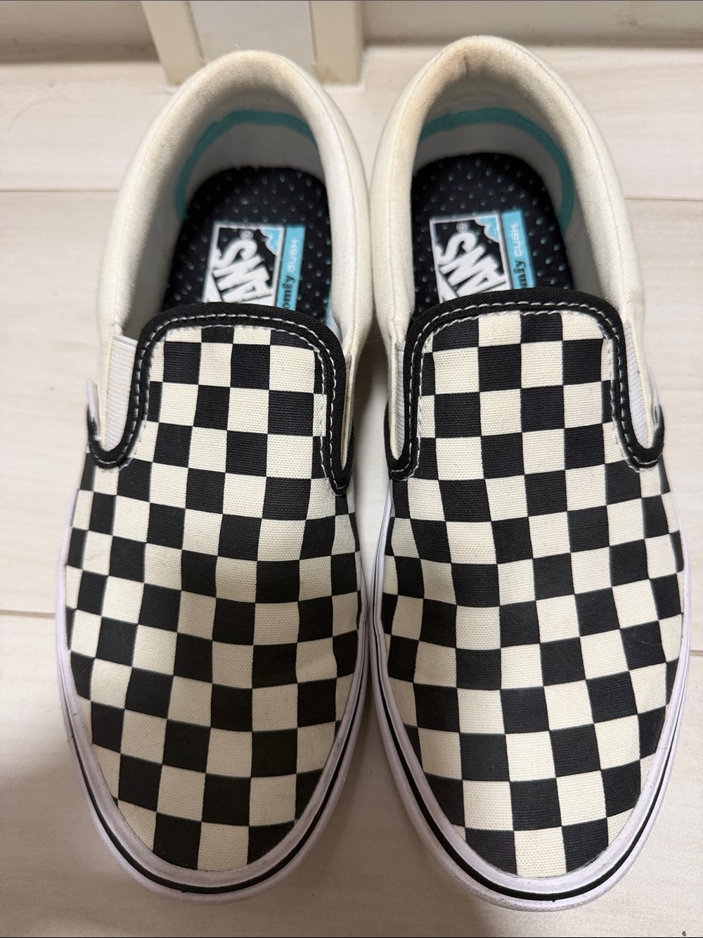 Vans women Classic Slip-On Checkerboard Sneakers - Black & Cream